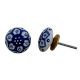 Navy Blue Floral Flat Knob
